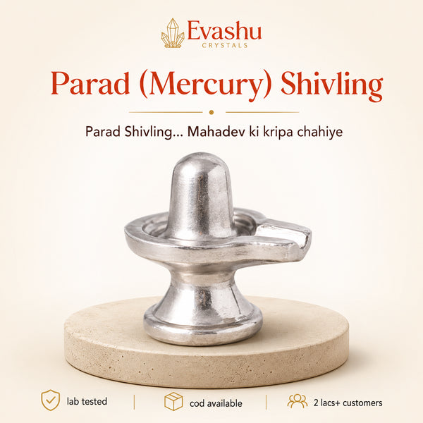 Authentic natural Parad Shivling Idol for Devotion Focus and Prosperity Blessings, shown as the main Evashu product view