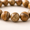Close-up of authentic natural Picture Jasper showing crystal texture, colour and craftsmanship