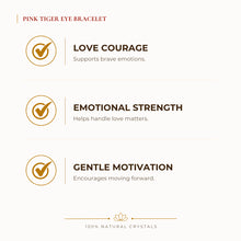 Load image into Gallery viewer, Pink Tiger Eye Bracelet benefits for love and relationship harmony, explained in an Evashu natural-crystal guide

