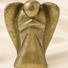 Close-up of authentic natural Pyrite showing crystal texture, colour and craftsmanship – pyrite angel symbol of abundance confidence and divine guidance perfect