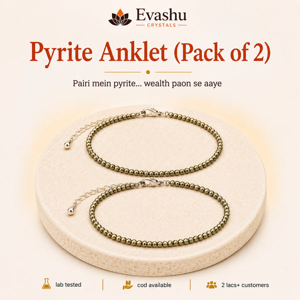 Authentic natural Pyrite Anklet Pack for Wealth Walk and Confidence Step, shown as the main Evashu product view