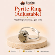 Load image into Gallery viewer, Authentic natural Pyrite Adjustable Ring for Wealth Focus and Premium Confidence, shown as the main Evashu product view

