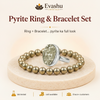 Authentic natural Pyrite Ring & Bracelet Set for Wealth Focus and Confidence, shown as the main Evashu product view