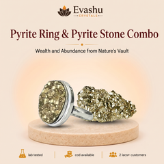 Authentic natural Pyrite Ring for Double Wealth and Wear + Display, shown as the main Evashu product view