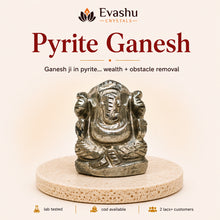 Load image into Gallery viewer, Authentic natural Pyrite Ganesh Idol for Success Focus and Wealth Energy, shown as the main Evashu product view

