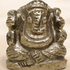 Close-up of authentic natural Pyrite showing crystal texture, colour and craftsmanship – pyrite stone ganesh symbol of success protection and prosperity bringer
