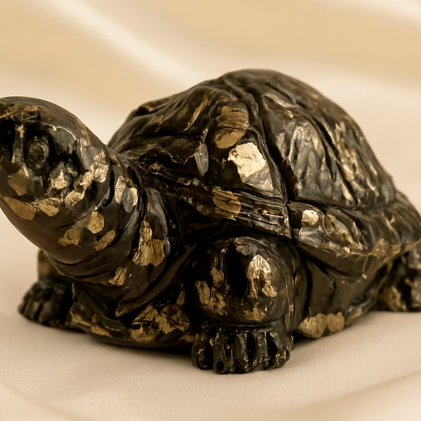 Additional Pyrite Tortoise with Free Selenite Charging Plate | Wealth Growth & Business benefit detail for wealth attraction and prosperity intention
