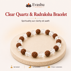 Authentic natural Clear Quartz & Rudraksha for Spiritual Clarity and Meditation, shown as the main Evashu product view