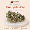 Authentic natural Raw Pyrite Stone with Free Selenite Charging Plate | Wealth Attraction & for wealth attraction and prosperity intention, shown as the main