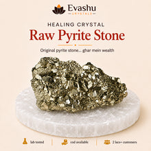 Load image into Gallery viewer, Authentic natural Raw Pyrite Stone with Free Selenite Charging Plate | Wealth Attraction &amp; for wealth attraction and prosperity intention, shown as the main
