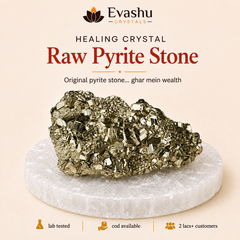 Authentic natural Raw Pyrite Stone with Free Selenite Charging Plate | Wealth Attraction & for wealth attraction and prosperity intention, shown as the main