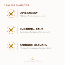 Load image into Gallery viewer, Raw Rose Quartz Raw Stone benefits for love and relationship harmony, explained in an Evashu natural-crystal guide
