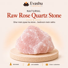 Load image into Gallery viewer, Authentic natural Raw Rose Quartz Raw Stone for Love Energy and Emotional Calm, shown as the main Evashu product view

