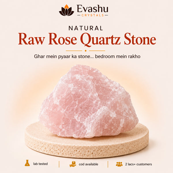 Authentic natural Raw Rose Quartz Raw Stone for Love Energy and Emotional Calm, shown as the main Evashu product view