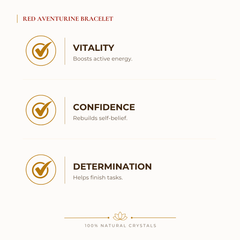 Red Aventurine Bracelet benefits for confidence and inner strength, explained in an Evashu natural-crystal guide