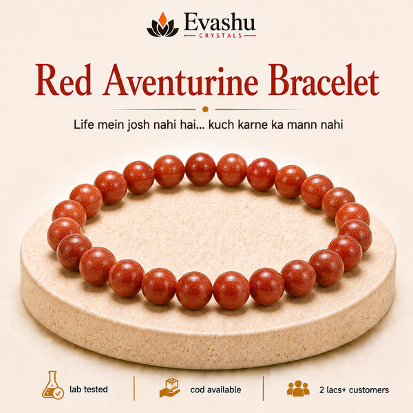 Authentic natural Red Aventurine Bracelet for Vitality and Confidence, shown as the main Evashu product view