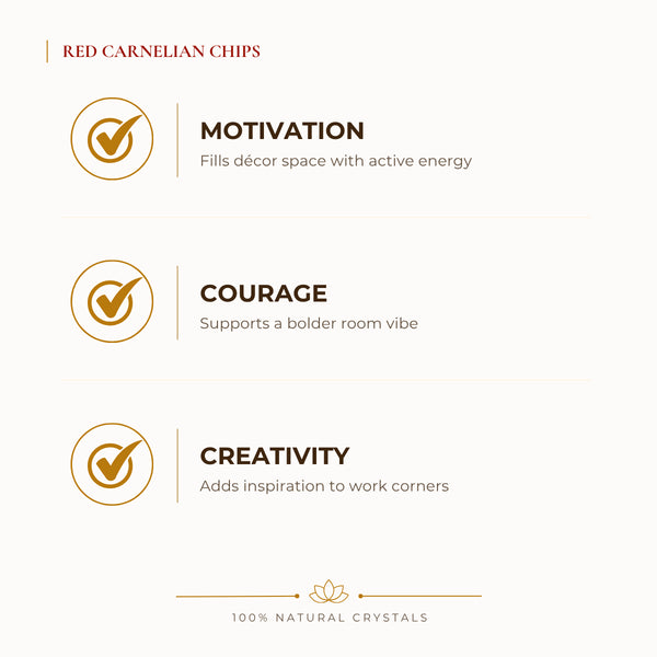 Red Carnelian Chips benefits for focus and mental clarity, explained in an Evashu natural-crystal guide