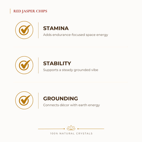Red Jasper Chips benefits for focus and mental clarity, explained in an Evashu natural-crystal guide