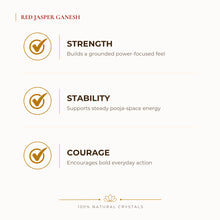 Load image into Gallery viewer, Red Jasper Ganesh Idol benefits for focus and mental clarity, explained in an Evashu natural-crystal guide
