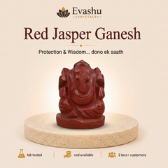 Authentic natural Red Jasper Ganesh Idol for Strength and Stability, shown as the main Evashu product view