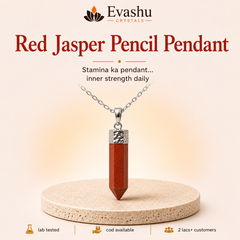 Authentic natural Red Jasper Pencil Pendant for Inner Strength and Emotional Stability, shown as the main Evashu product view