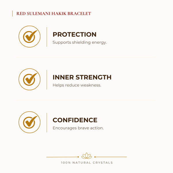 Red Sulemani Hakik Bracelet benefits for focus and mental clarity, explained in an Evashu natural-crystal guide