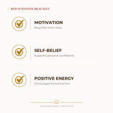 Load image into Gallery viewer, Red Sunstone Bracelet benefits for focus and mental clarity, explained in an Evashu natural-crystal guide
