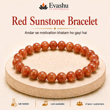 Load image into Gallery viewer, Authentic natural Red Sunstone Bracelet for Motivation and Self-Belief, shown as the main Evashu product view
