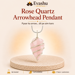 Authentic natural Rose Quartz Arrowhead Pendant for Love and Compassion, shown as the main Evashu product view