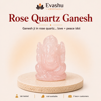 Certified Natural Rose Quartz Ganesh Idol - Love Energy & Peace