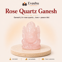 Authentic natural Rose Quartz Ganesh Idol for Love Energy and Peace, shown as the main Evashu product view