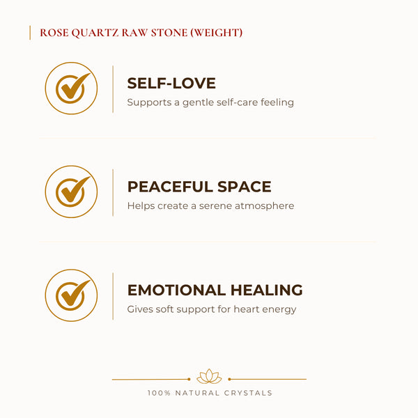 Rose Quartz Raw Stone benefits for calm mind and stress relief, explained in an Evashu natural-crystal guide
