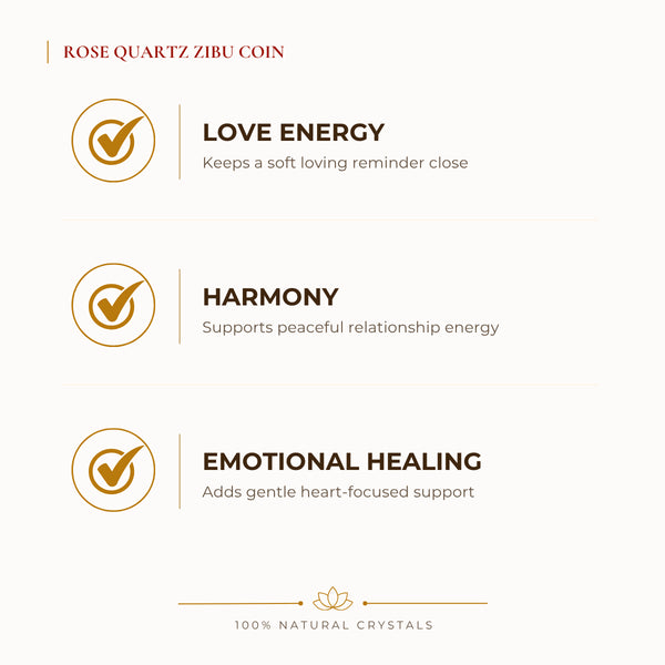 Rose Quartz Zibu Coin benefits for love and relationship harmony, explained in an Evashu natural-crystal guide