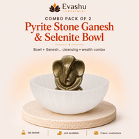 Certified Natural Selenite Bowl + Pyrite Ganesh Bowl - Wealth Energy & Energy Cleansing