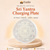 Authentic natural Selenite Sri Yantra Charging Plate for Wealth Alignment and Crystal Charging, shown as the main Evashu product view