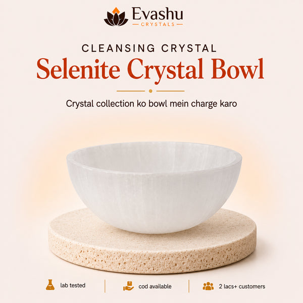 Authentic natural Selenite Bowl for Crystal Storage and Energy Cleansing, shown as the main Evashu product view