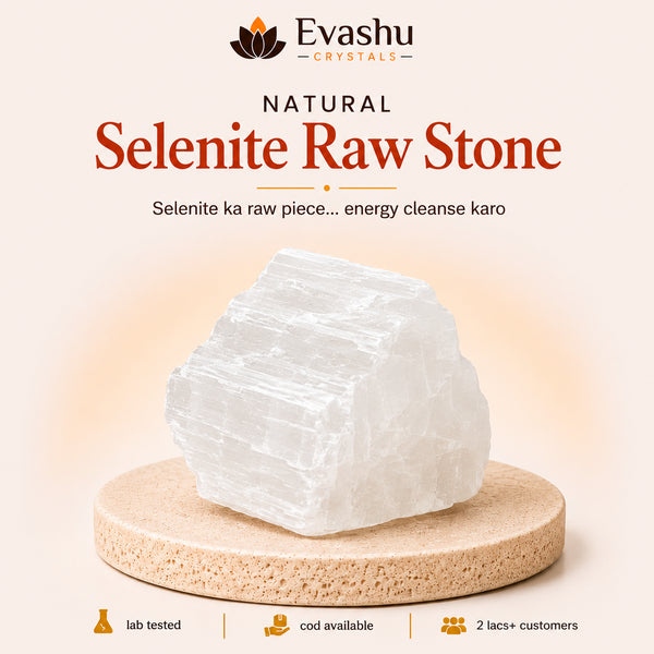 Authentic natural Selenite Raw Stone for Energy Cleansing and Peaceful Vibration, shown as the main Evashu product view