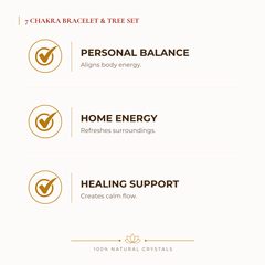 7 Chakra Bracelet & Tree Set benefits for wealth attraction and prosperity intention, explained in an Evashu natural-crystal guide