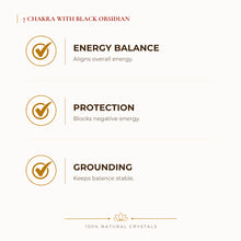 Load image into Gallery viewer, 7 Chakra with Black Obsidian Bracelet benefits for nazar protection and negative-energy shielding, explained in an Evashu natural-crystal guide – seven chakra
