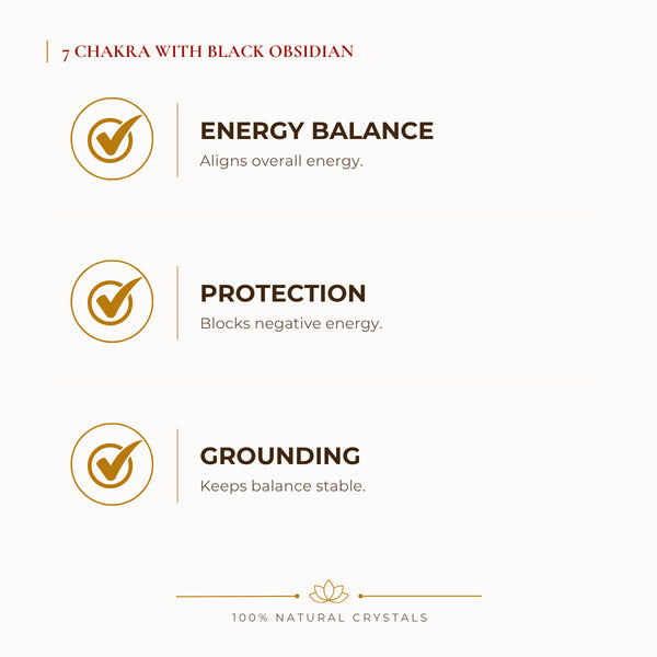 7 Chakra with Black Obsidian Bracelet benefits for nazar protection and negative-energy shielding, explained in an Evashu natural-crystal guide – seven chakra