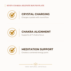 Seven Chakra Selenite Round Charging Plate benefits for focus and mental clarity, explained in an Evashu natural-crystal guide