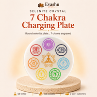Certified Natural Seven Chakra Selenite Round Charging Plate - Crystal Charging & Chakra Alignment