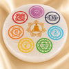 Close-up of authentic natural Seven Chakra, 7 Chakra and Selenite showing crystal texture, colour and craftsmanship