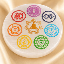 Load image into Gallery viewer, Close-up of authentic natural Seven Chakra, 7 Chakra and Selenite showing crystal texture, colour and craftsmanship
