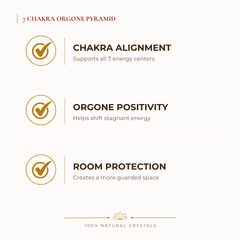 7 Chakra Orgone Pyramid benefits for focus and mental clarity, explained in an Evashu natural-crystal guide