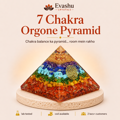 Authentic natural 7 Chakra Orgone Pyramid for Chakra Alignment and Orgone Positivity, shown as the main Evashu product view