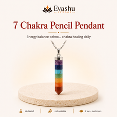 Authentic natural 7 Chakra Pencil Pendant for Chakra Balance and Healing Support, shown as the main Evashu product view