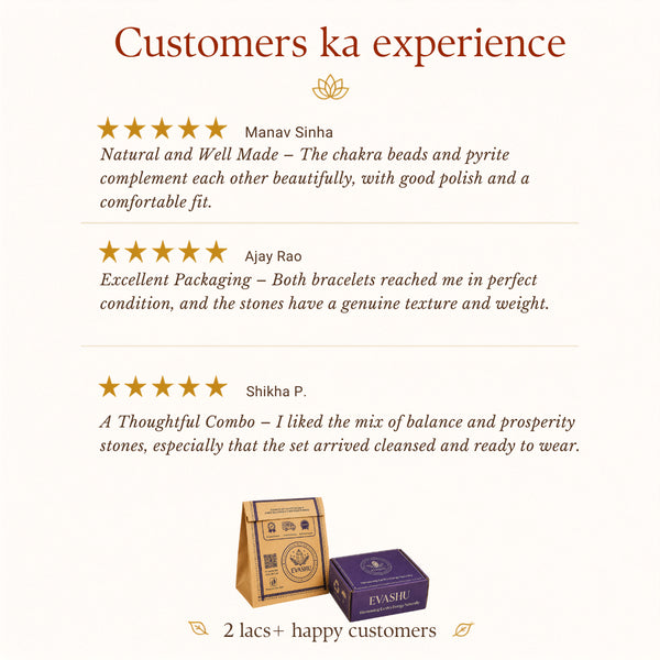 Evashu customer reviews and verified buyer feedback for 7 Chakra & Pyrite Bracelet Set