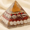 Close-up of authentic natural Shree Yantra Pyramid showing crystal texture, colour and craftsmanship