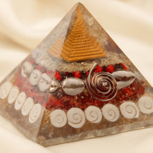 Load image into Gallery viewer, Close-up of authentic natural Shree Yantra Pyramid showing crystal texture, colour and craftsmanship
